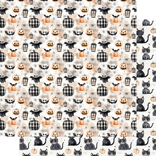 Cute & Spooky Collection Cats & Bats 12 x 12 Double-Sided Scrapbook Paper by SSC Designs - 15 Pack