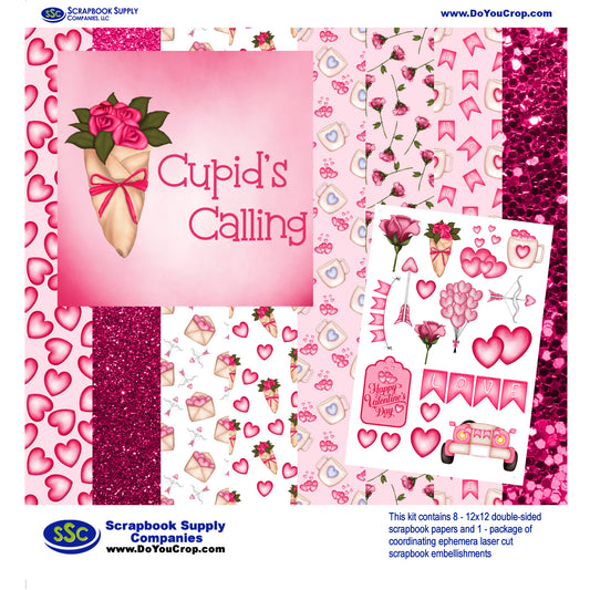 Cupid's Calling 12 x 12 Scrapbook Paper & Embellishment Kit by SSC Designs - 3 Kits