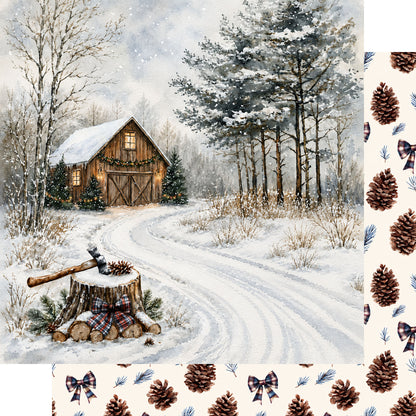 Country Winter Collection Cabin in the Snow 12 x 12 Double-Sided Scrapbook Paper by SSC Designs - 15 Pack