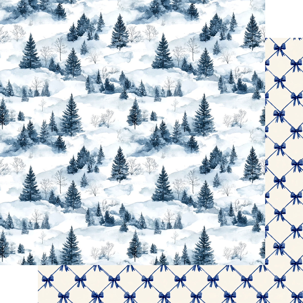 Country Winter Collection Pine & Bows 12 x 12 Double-Sided Scrapbook Paper by SSC Designs - 15 Pack