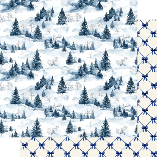 Country Winter Collection Pine & Bows 12 x 12 Double-Sided Scrapbook Paper by SSC Designs - 15 Pack