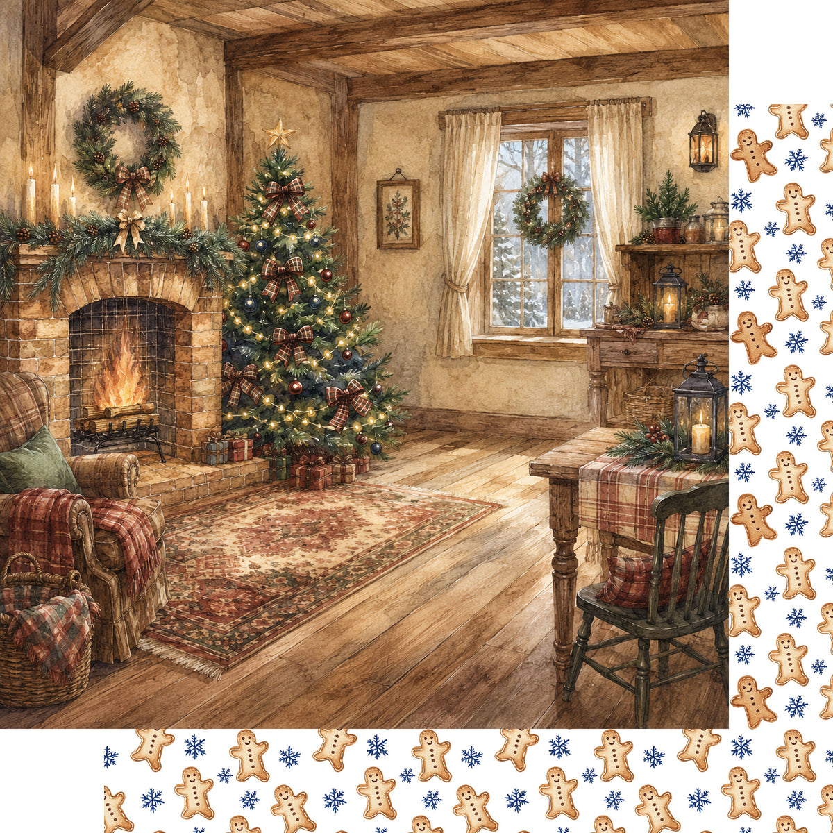 Country Winter Collection Fireside Treats 12 x 12 Double-Sided Scrapbook Paper by SSC Designs - 15 Pack