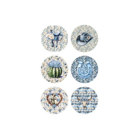 Dusty Blue Desert Collection 1" Button Bubbles Scrapbook Embellishments by MH Flair and More - 3 Packs