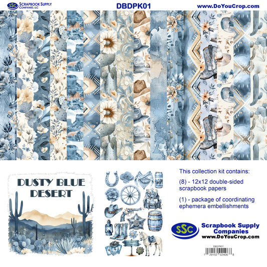 Dusty Blue Desert 12 x 12 Scrapbook Paper & Embellishment Kit by SSC Designs - 3 Kits