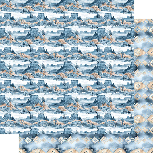 Dusty Blue Desert Collection Painted Mesa 12 x 12 Double-Sided Scrapbook Paper by SSC Designs - 15 Pack