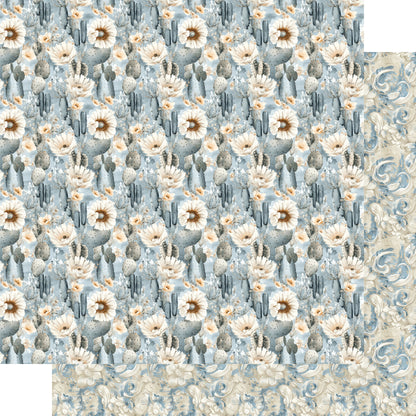 Dusty Blue Desert Collection Carefree Cactus 12 x 12 Double-Sided Scrapbook Paper by SSC Designs - 15 Pack