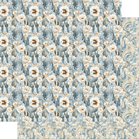 Dusty Blue Desert Collection Carefree Cactus 12 x 12 Double-Sided Scrapbook Paper by SSC Designs - 15 Pack