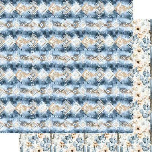 Dusty Blue Desert Collection Dust & Sky 12 x 12 Double-Sided Scrapbook Paper by SSC Designs - 15 Pack