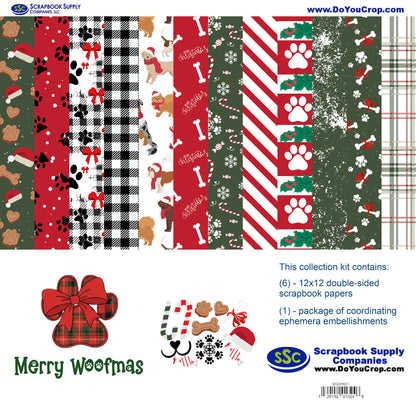 Merry Woofmas 12 x 12 Scrapbook Paper & Embellishment Kit by SSC Designs - 3 Kits
