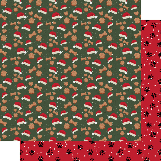Merry Woofmas Collection Santa Bones 12 x 12 Double-Sided Scrapbook Paper by SSC Designs - 15 Pack