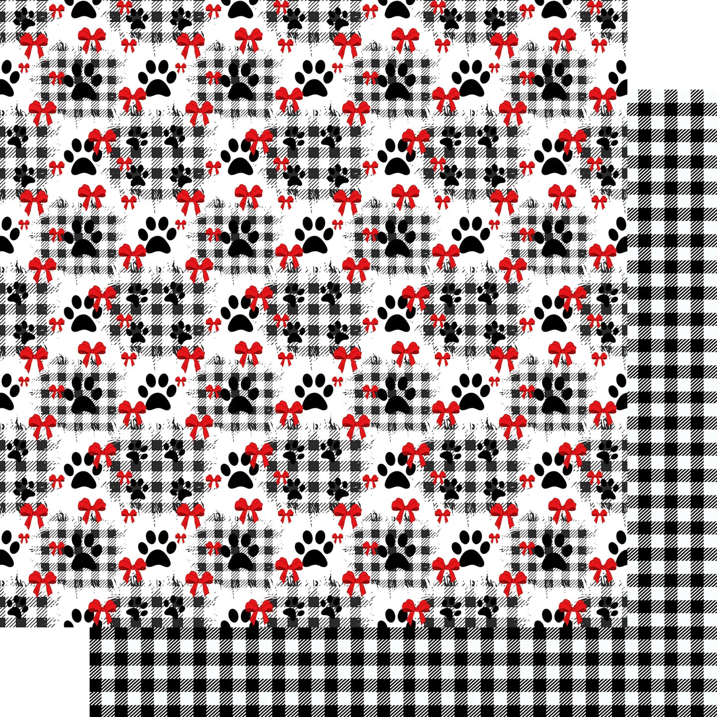 Merry Woofmas Collection Plaid Paws 12 x 12 Double-Sided Scrapbook Paper by SSC Designs - 15 Pack