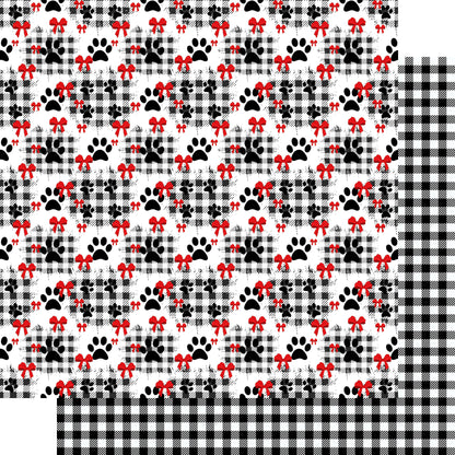 Merry Woofmas Collection Plaid Paws 12 x 12 Double-Sided Scrapbook Paper by SSC Designs - 15 Pack