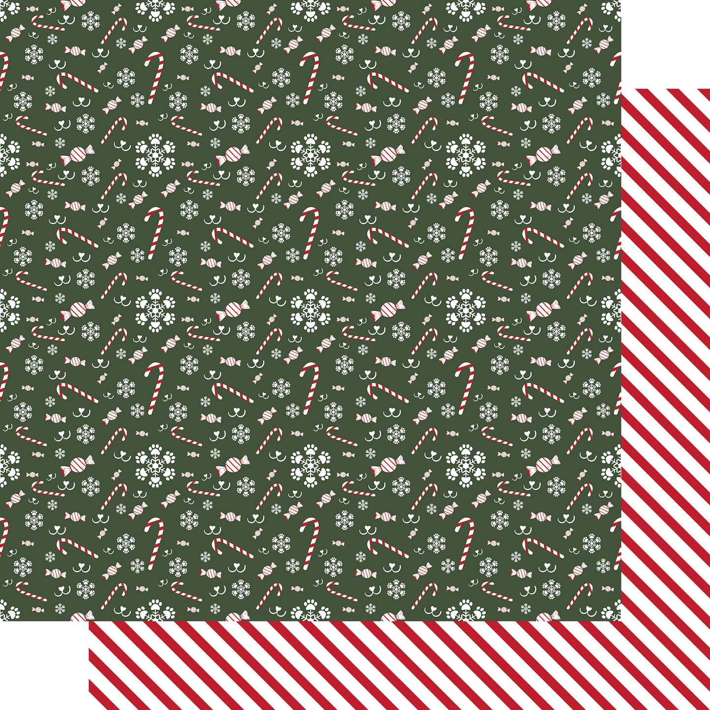 Merry Woofmas Collection Candy Cane Noses 12 x 12 Double-Sided Scrapbook Paper by SSC Designs - 15 Pack