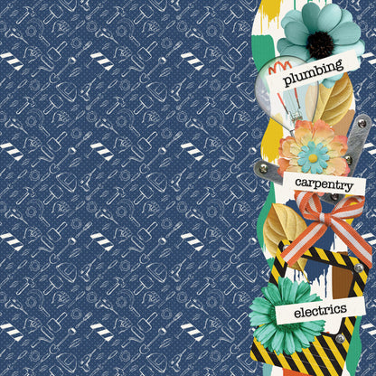 Home Improvement Collection Tool Time 12 x 12 Double-Sided Scrapbook Paper by SSC Designs - 15 Pack