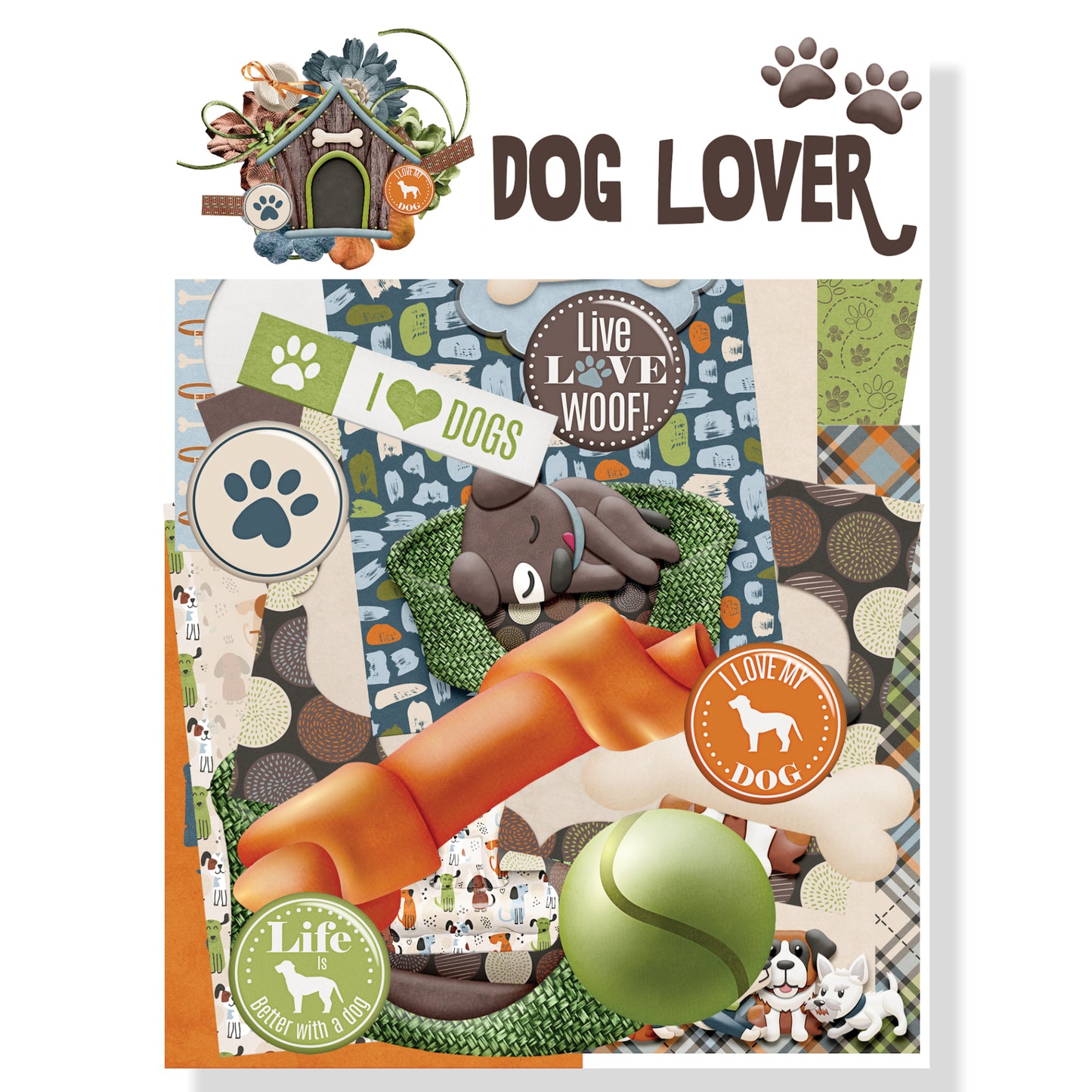 Dog Lover 12 x 12 Scrapbook Paper & Embellishment Kit by SSC Designs - 3 Kits