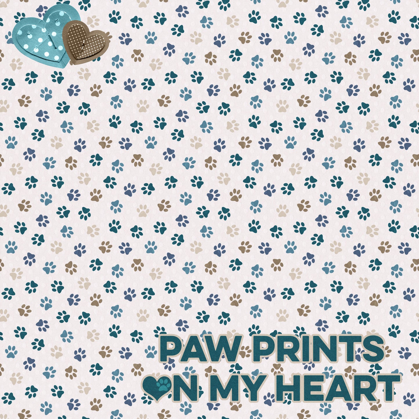 Dog Mom Collection Pawprints On My Heart 12 x 12 Double-Sided Scrapbook Paper by SSC Designs - 15 Pack
