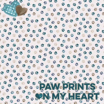 Dog Mom Collection Pawprints On My Heart 12 x 12 Double-Sided Scrapbook Paper by SSC Designs - 15 Pack