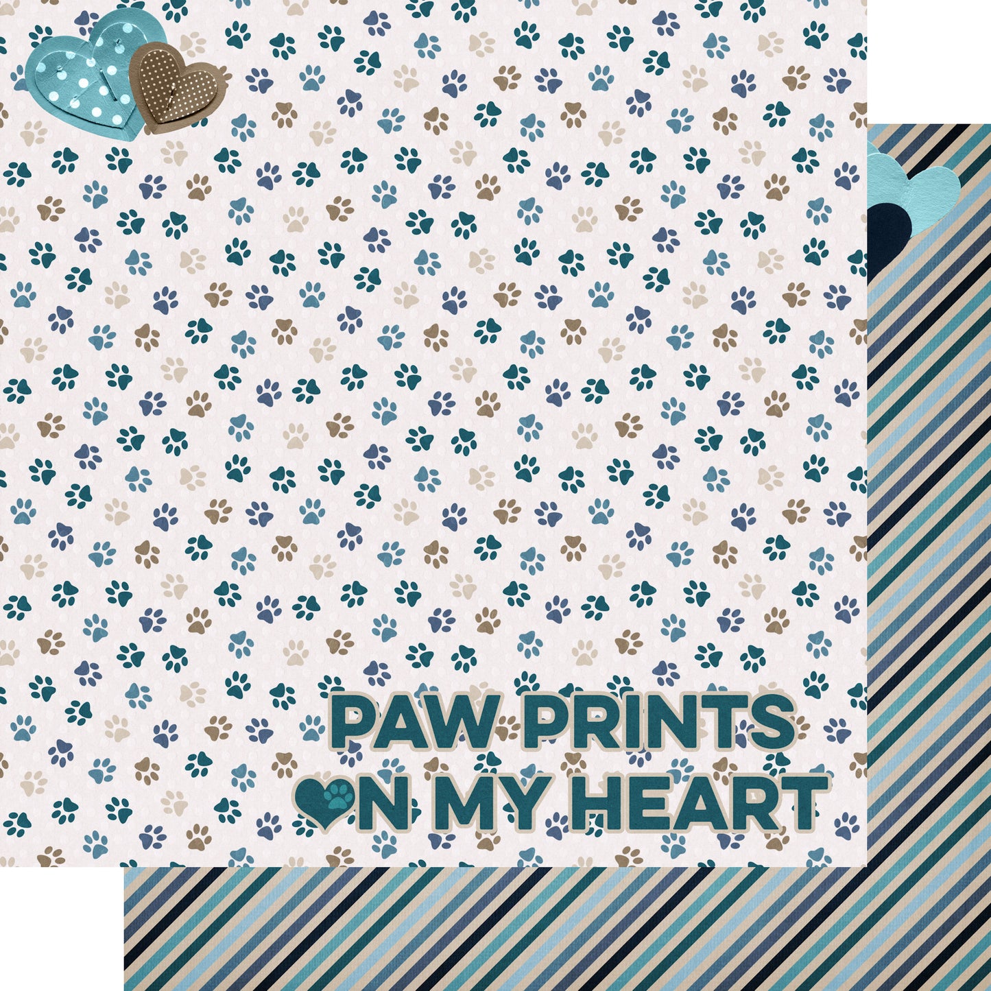 Dog Mom Collection Pawprints On My Heart 12 x 12 Double-Sided Scrapbook Paper by SSC Designs - 15 Pack