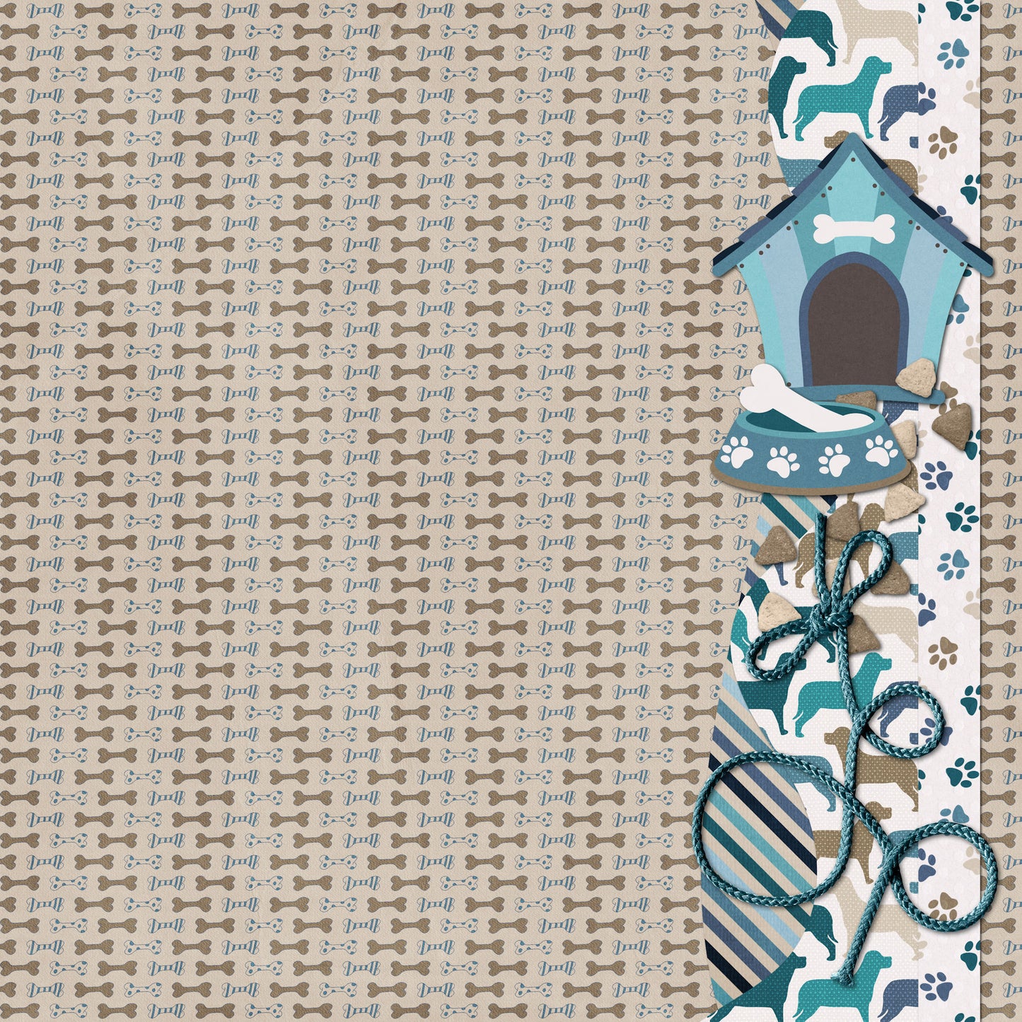 Dog Mom Collection Dog Bark Border 12 x 12 Double-Sided Scrapbook Paper by SSC Designs - 15 Pack