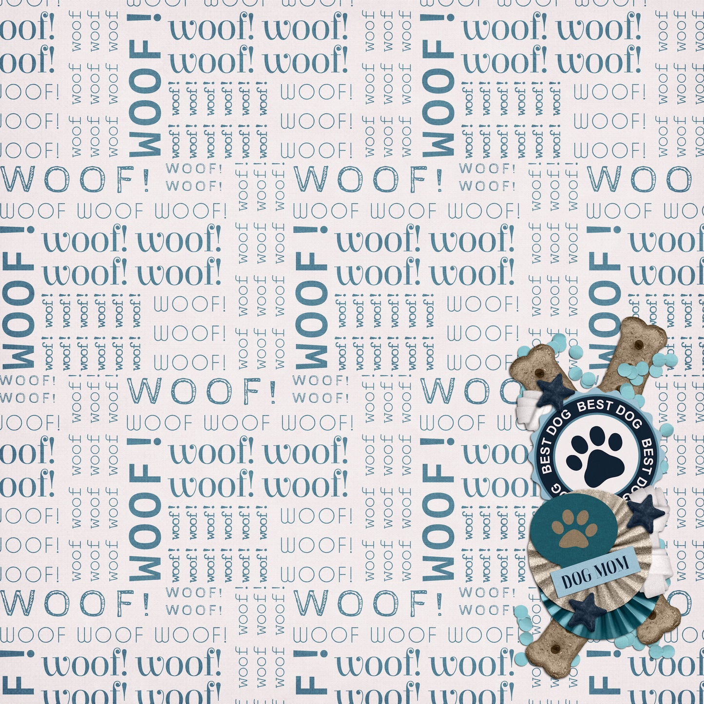 Dog Mom Collection Dog Mom Collage 12 x 12 Double-Sided Scrapbook Paper by SSC Designs - 15 Pack