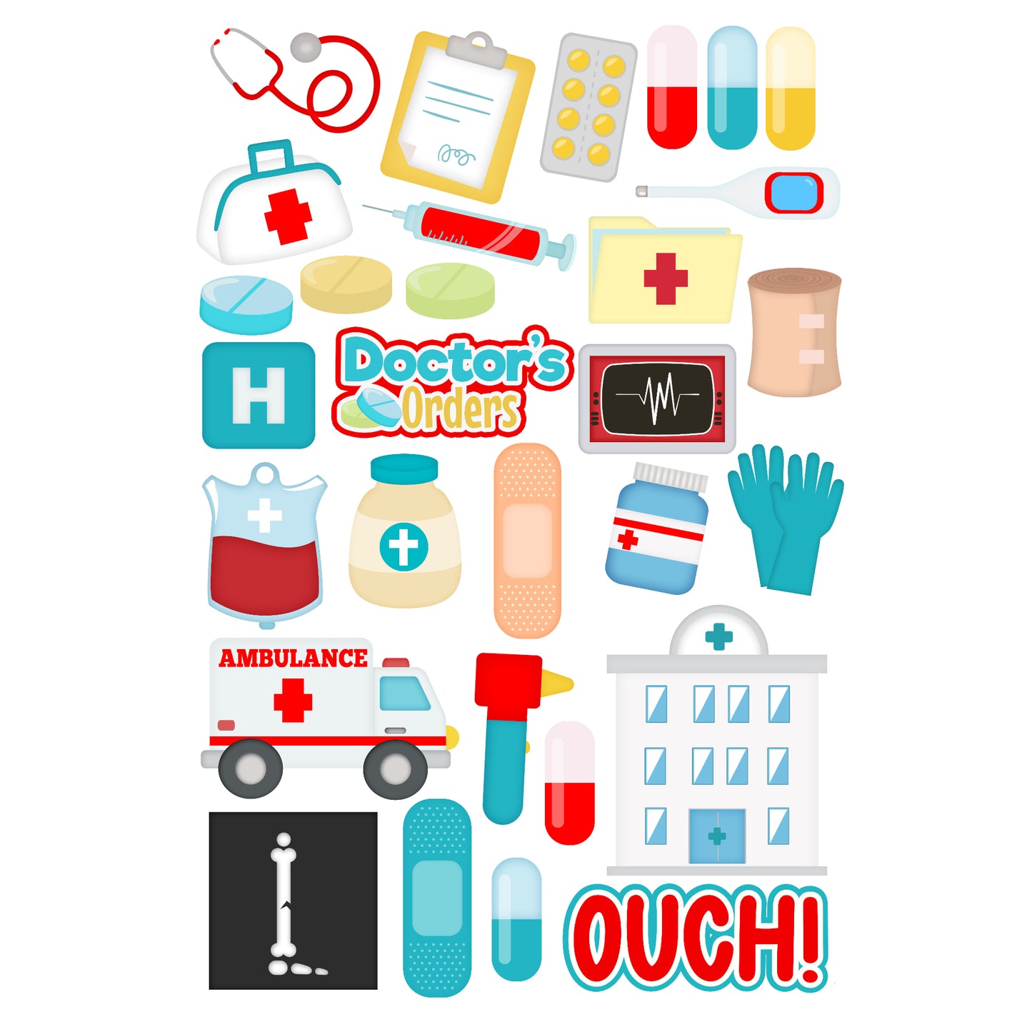 Doctor's Orders Collection Laser Cut Ephemera Embellishments by SSC Designs - 3 Packs