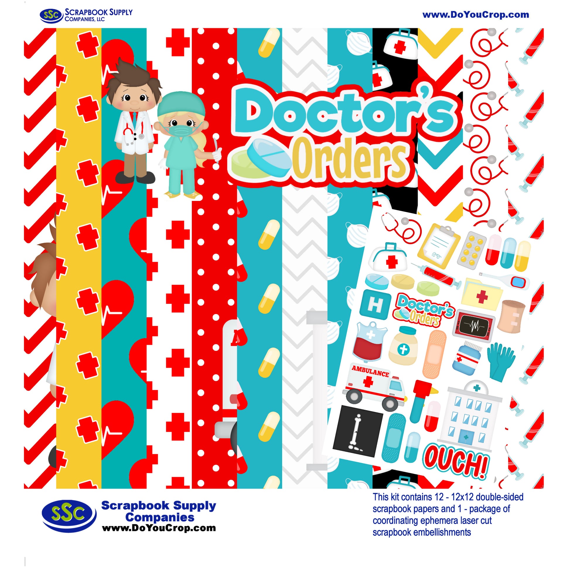 Doctor's Orders 12 x 12 Scrapbook Collection Kit by SSC Designs - 3 Kits