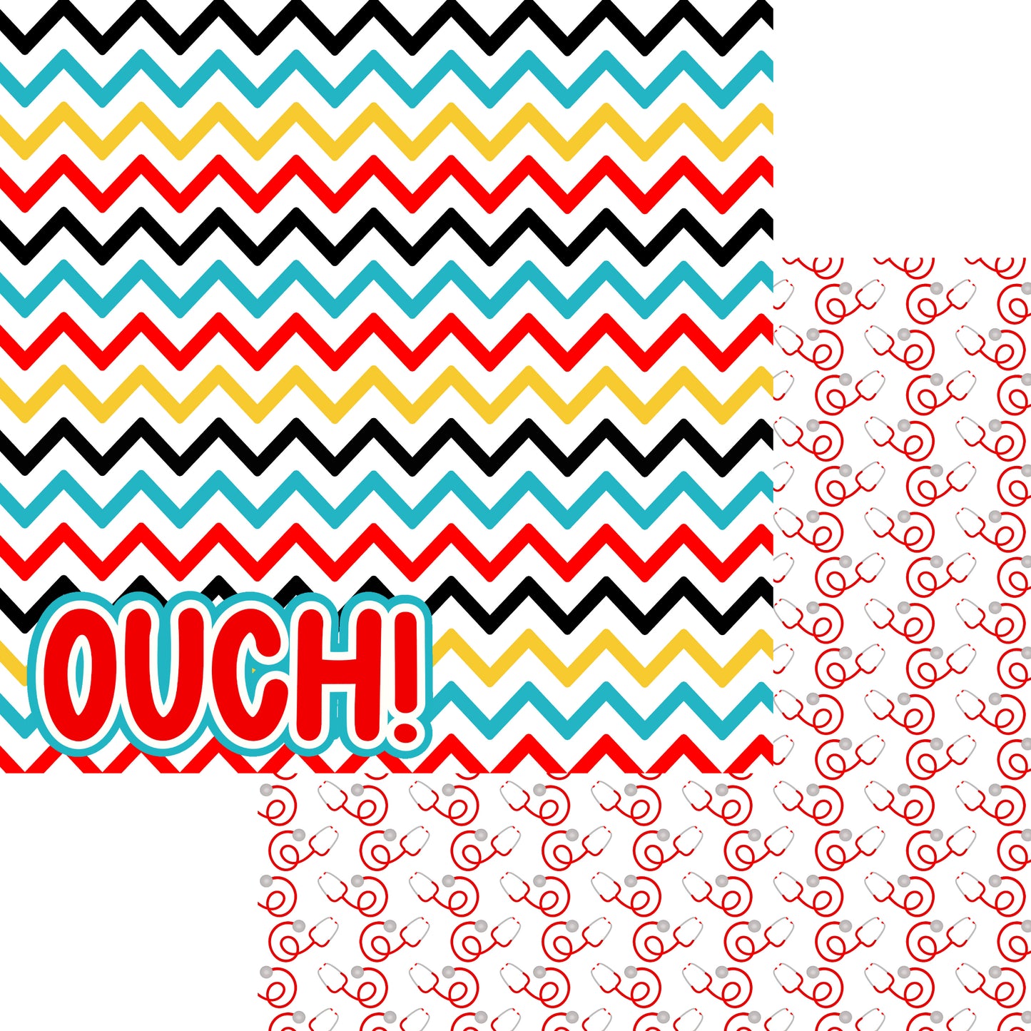 Doctor's Orders Collection Ouch! 12 x 12 Double-Sided Scrapbook Paper by SSC Designs - 15 Pack