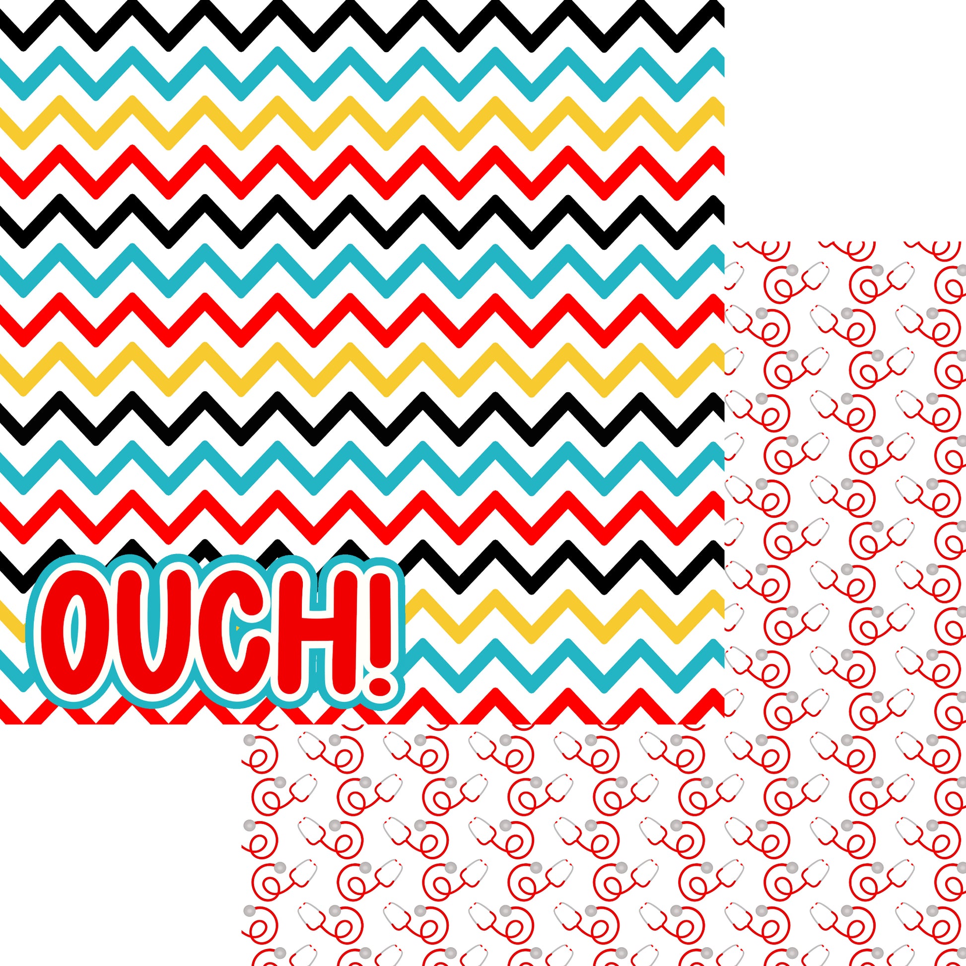 Doctor's Orders Collection Ouch! 12 x 12 Double-Sided Scrapbook Paper by SSC Designs - 15 Pack