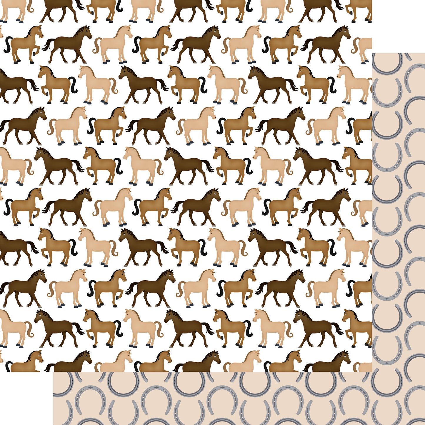 Equestrian Collection Horses & Horseshoes 12 x 12 Double-Sided Scrapbook Paper by SSC Designs - 15 Pack
