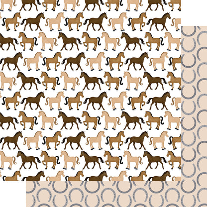 Equestrian Collection Horses & Horseshoes 12 x 12 Double-Sided Scrapbook Paper by SSC Designs - 15 Pack