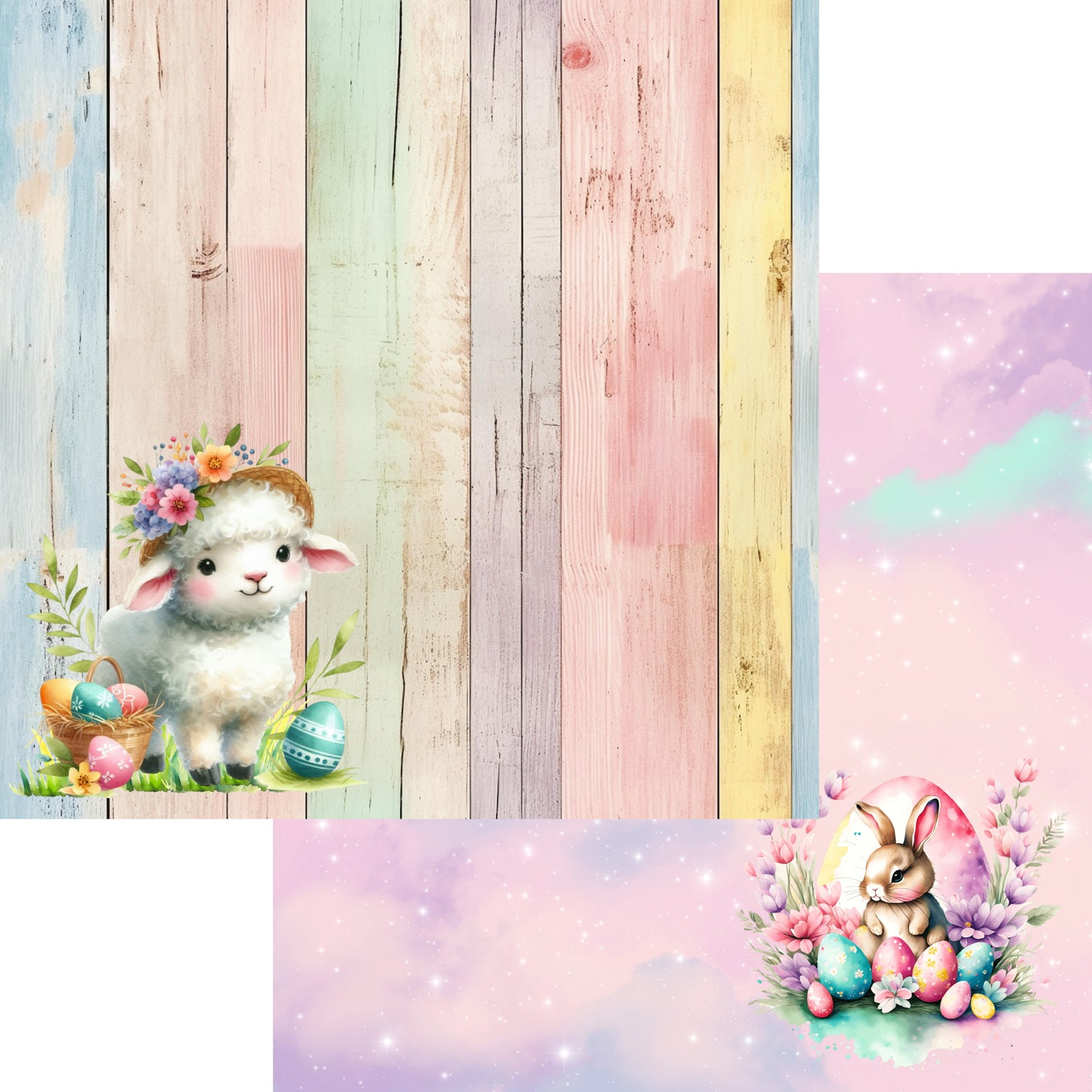 Easter Collection My Little Lamb 12 x 12 Double-Sided Scrapbook Paper by SSC Designs - 15 Pack