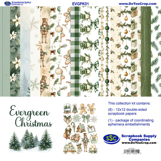 Evergreen Christmas 12 x 12 Scrapbook Paper & Embellishment Kit by SSC Designs - 3 Kits
