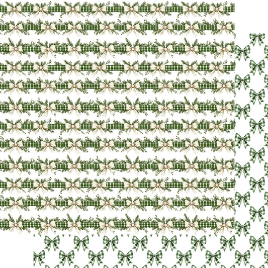 Evergreen Christmas Collection Tied With A Bow 12 x 12 Double-Sided Scrapbook Paper by SSC Designs - 15 Pack