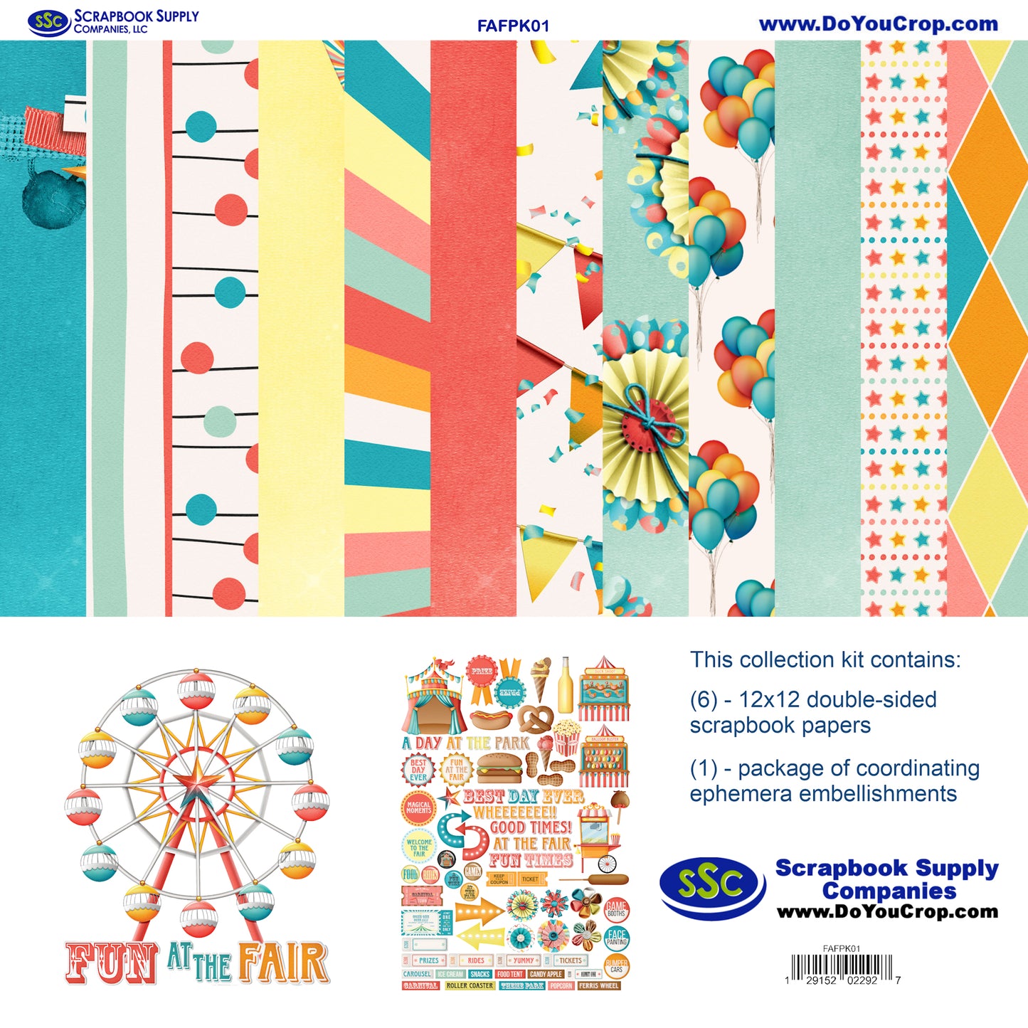 Fun At The Fair 12 x 12 Scrapbook Paper & Embellishment Kit by SSC Designs - 3 Kits