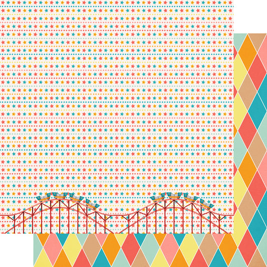Fun At The Fair Collection Coaster Craze 12 x 12 Double-Sided Scrapbook Paper by SSC Designs - 15 Pack