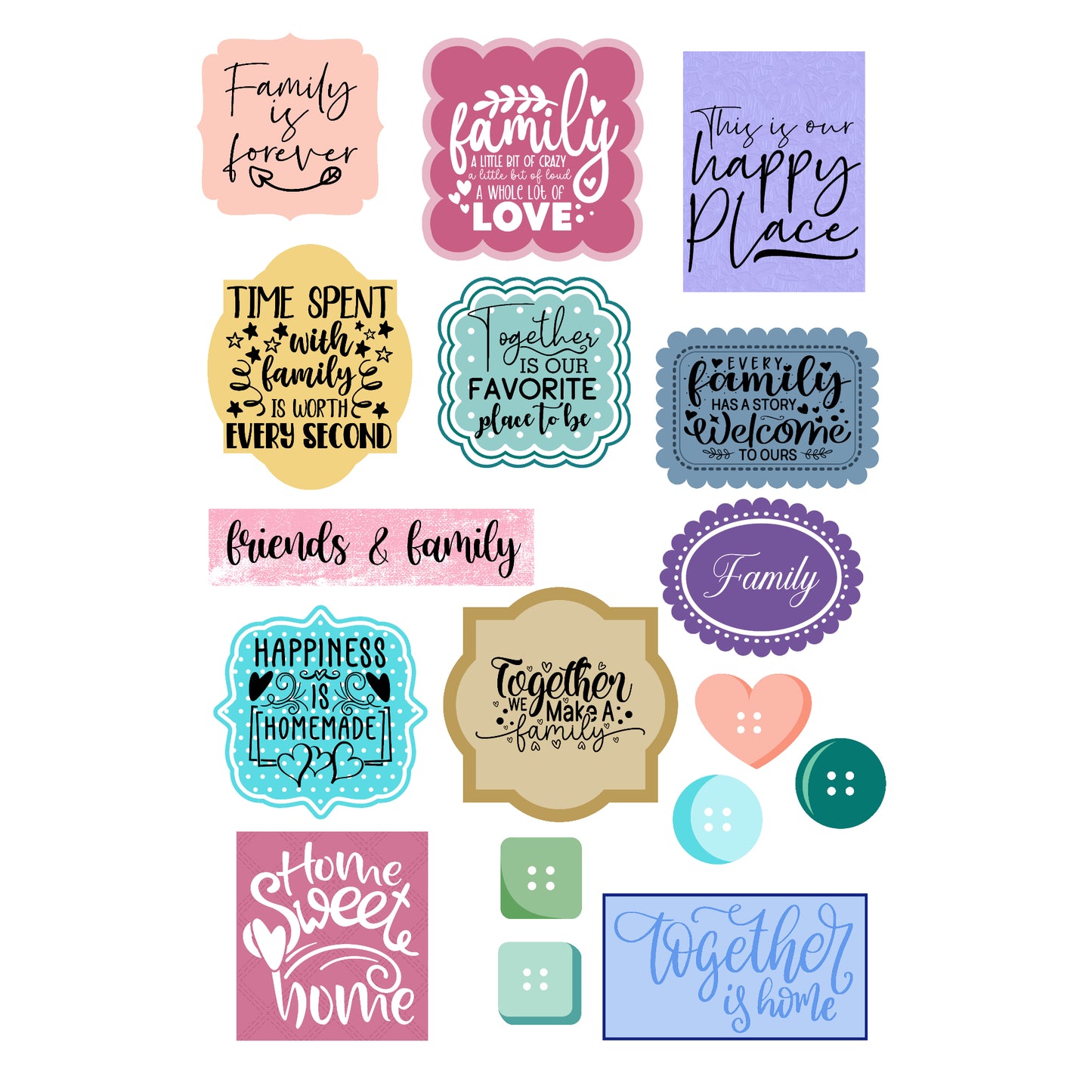 Family Collection Laser Cut Scrapbook Embellishments by SSC Designs - 3 Packs