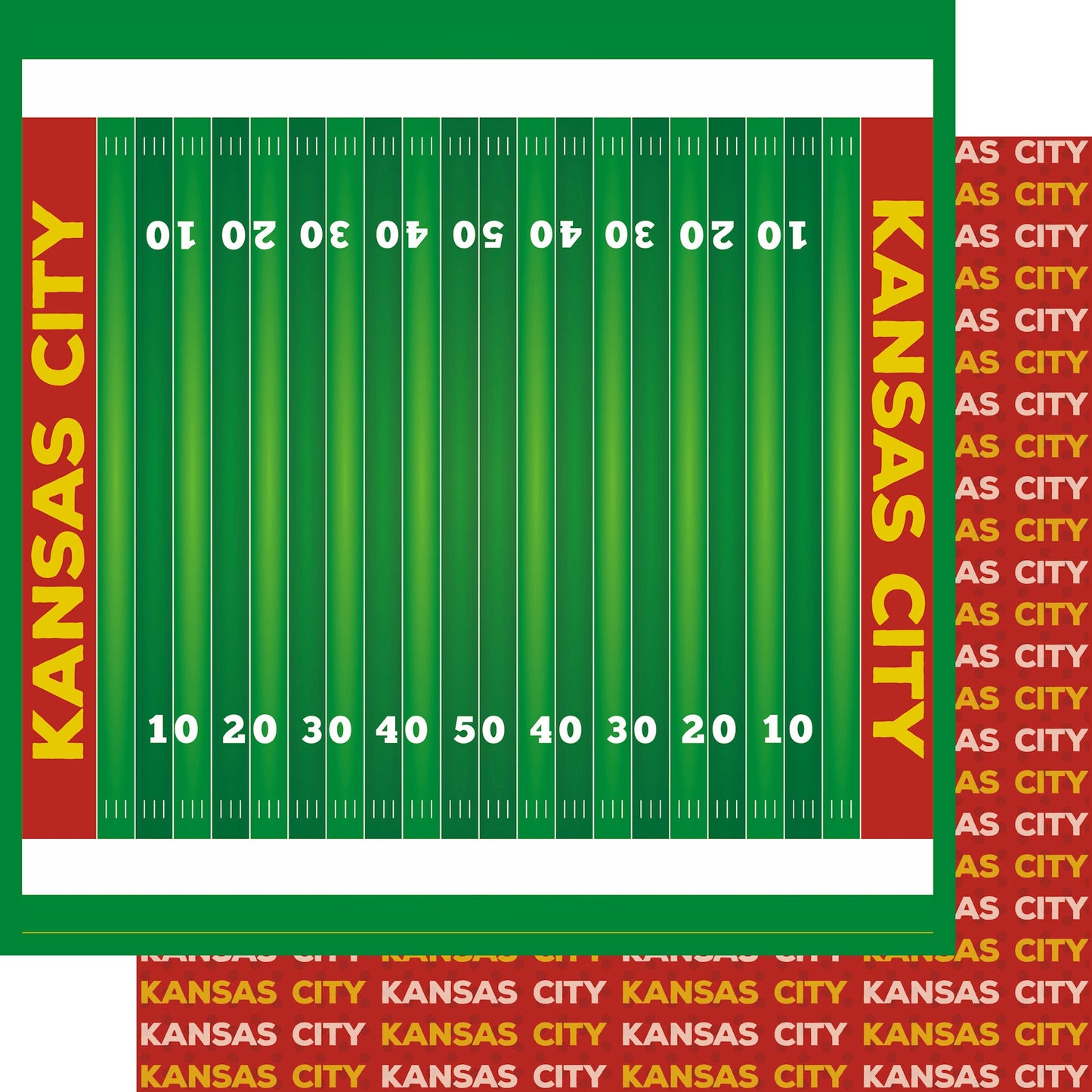 Football Season Collection Kansas City On The Field 12 x 12 Double-Sided Scrapbook Paper by SSC Designs