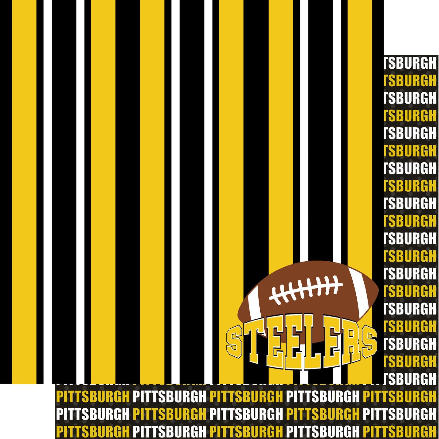 Football Season Collection Steelers Sporty Stripes 12 x 12 Double-Sided Scrapbook Paper by SSC Designs