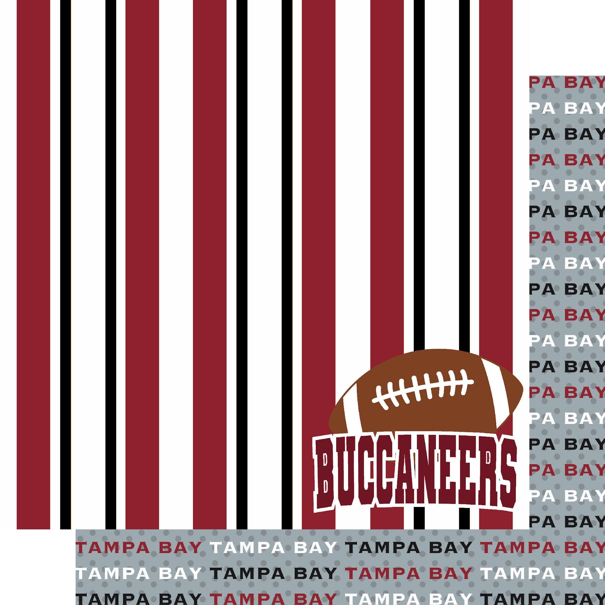 Football Season Collection Buccaneers Sporty Stripes 12 x 12 Double-Sided Scrapbook Paper by SSC Designs