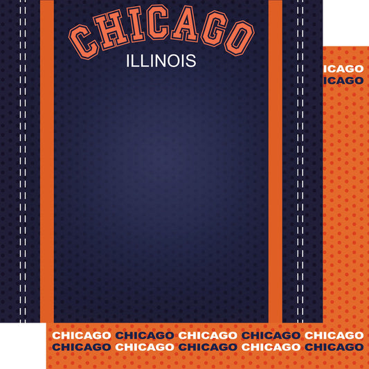 Football Season Collection Chicago City Pride 12 x 12 Double-Sided Scrapbook Paper by SSC Designs