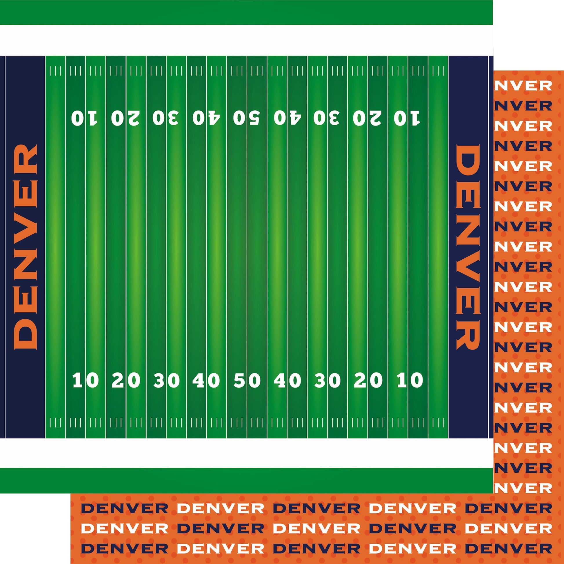 Football Season Collection Denver On The Field 12 x 12 Double-Sided Scrapbook Paper by SSC Designs