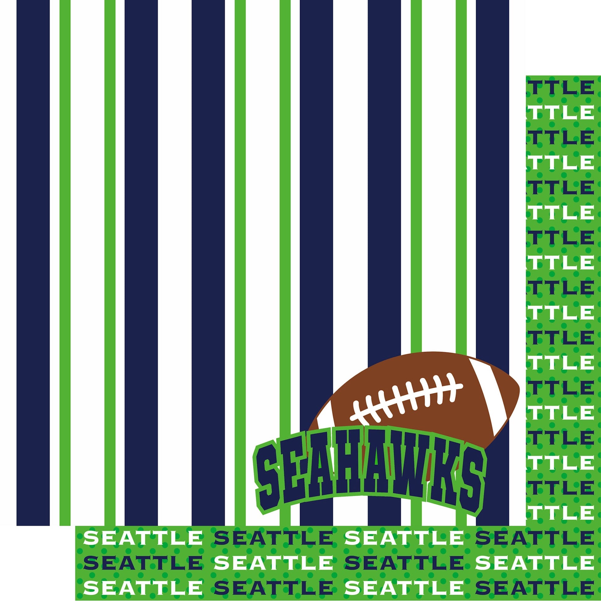 Football Season Collection Seahawks Sporty Stripes 12 x 12 Double-Sided Scrapbook Paper by SSC Designs