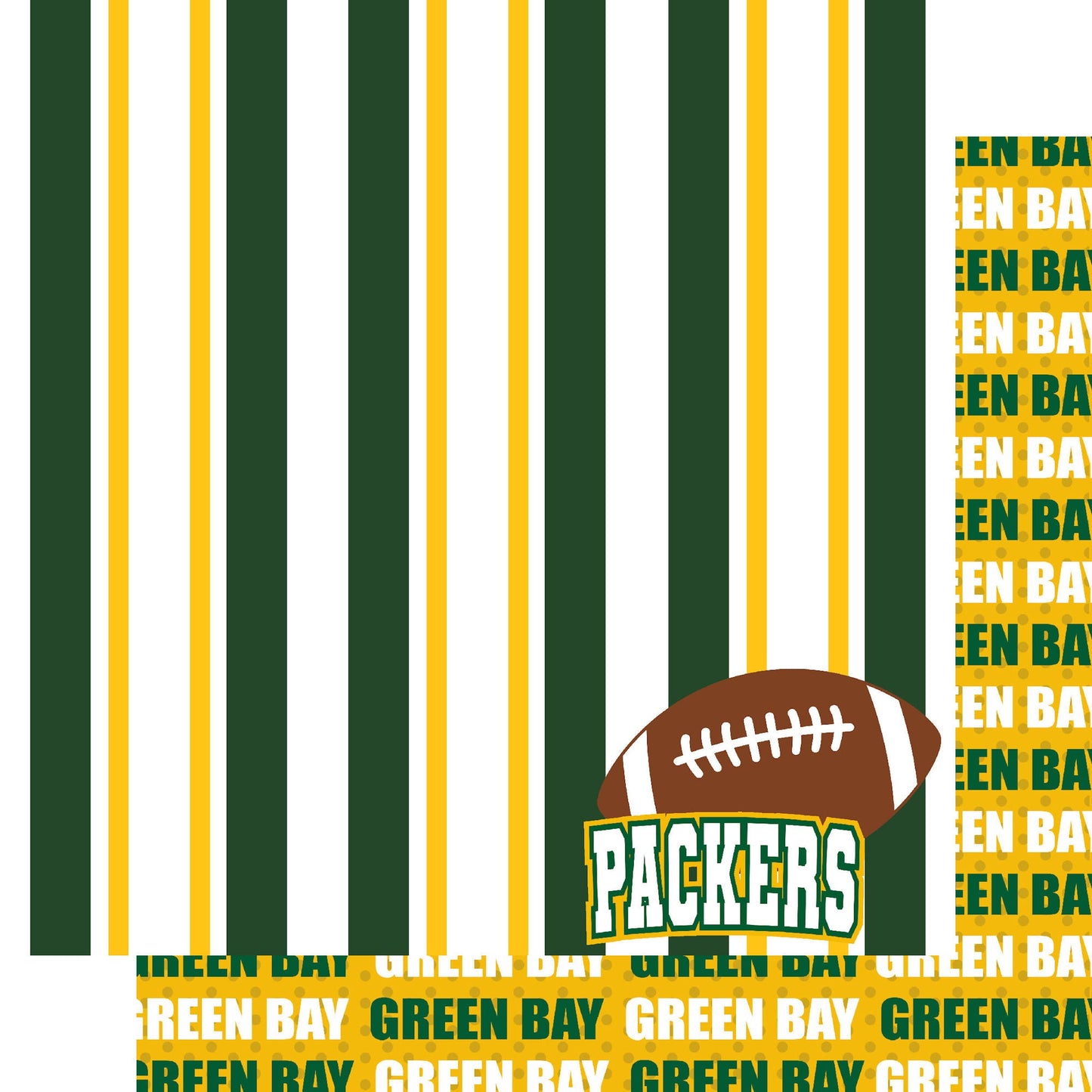 Football Season Collection Packers Sporty Stripes 12 x 12 Double-Sided Scrapbook Paper by SSC Designs