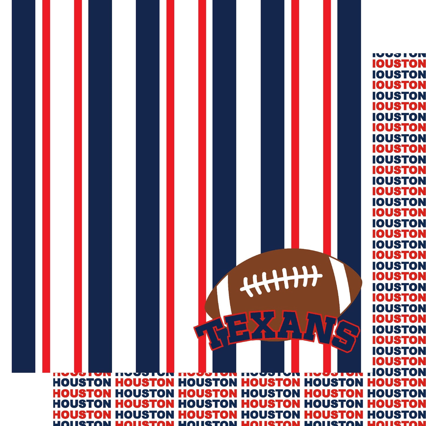 Football Season Collection Texans Sporty Stripes 12 x 12 Double-Sided Scrapbook Paper by SSC Designs