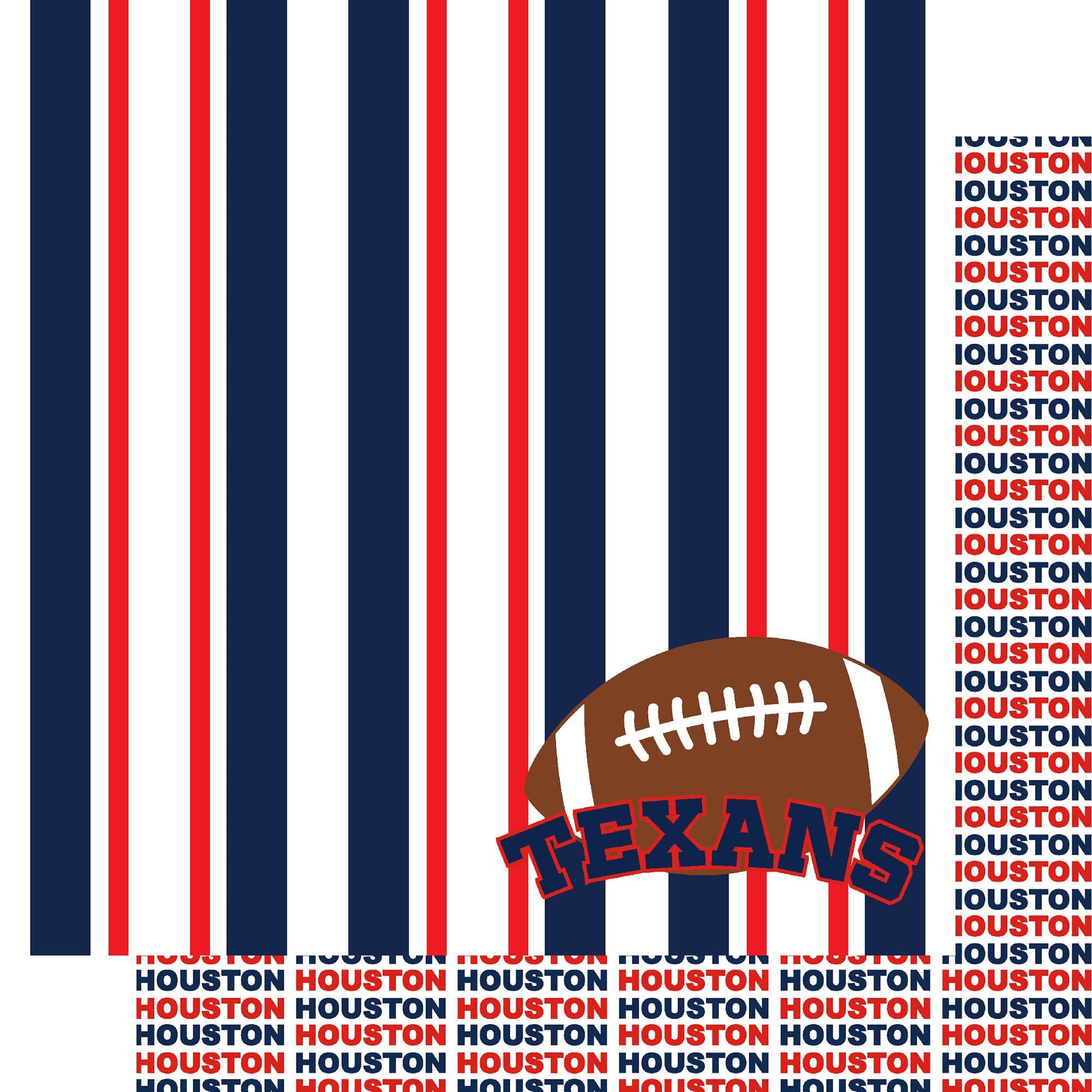 Football Season Collection Texans Sporty Stripes 12 x 12 Double-Sided Scrapbook Paper by SSC Designs