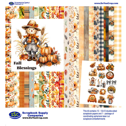 Fall Blessings 12 x 12 Scrapbook Paper & Embellishment Kit by SSC Designs - 3 Kits