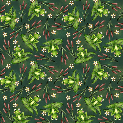 Phantasia Design's Frogs In The Morass Collection Frogs & Cattails 12 x 12 Double-Sided Scrapbook Paper - 15 Pack
