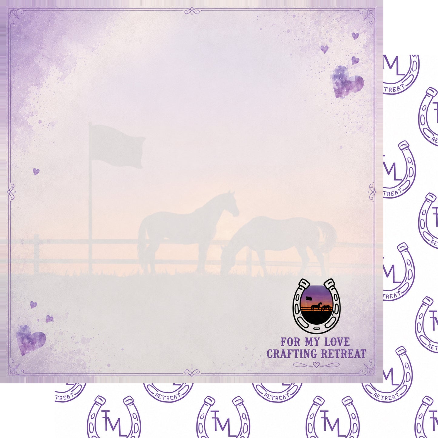 For My Love Crafting Retreat Faded Horses 12 x 12 Double-Sided Scrapbook Paper by SSC Designs