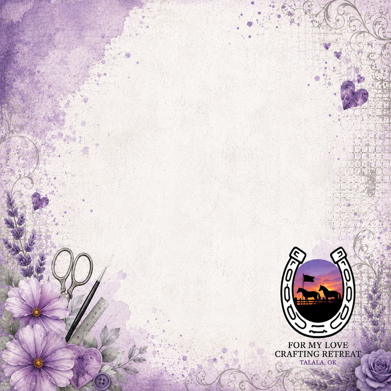 For My Love Crafting Retreat Faded Horses 12 x 12 Double-Sided Scrapbook Paper by SSC Designs