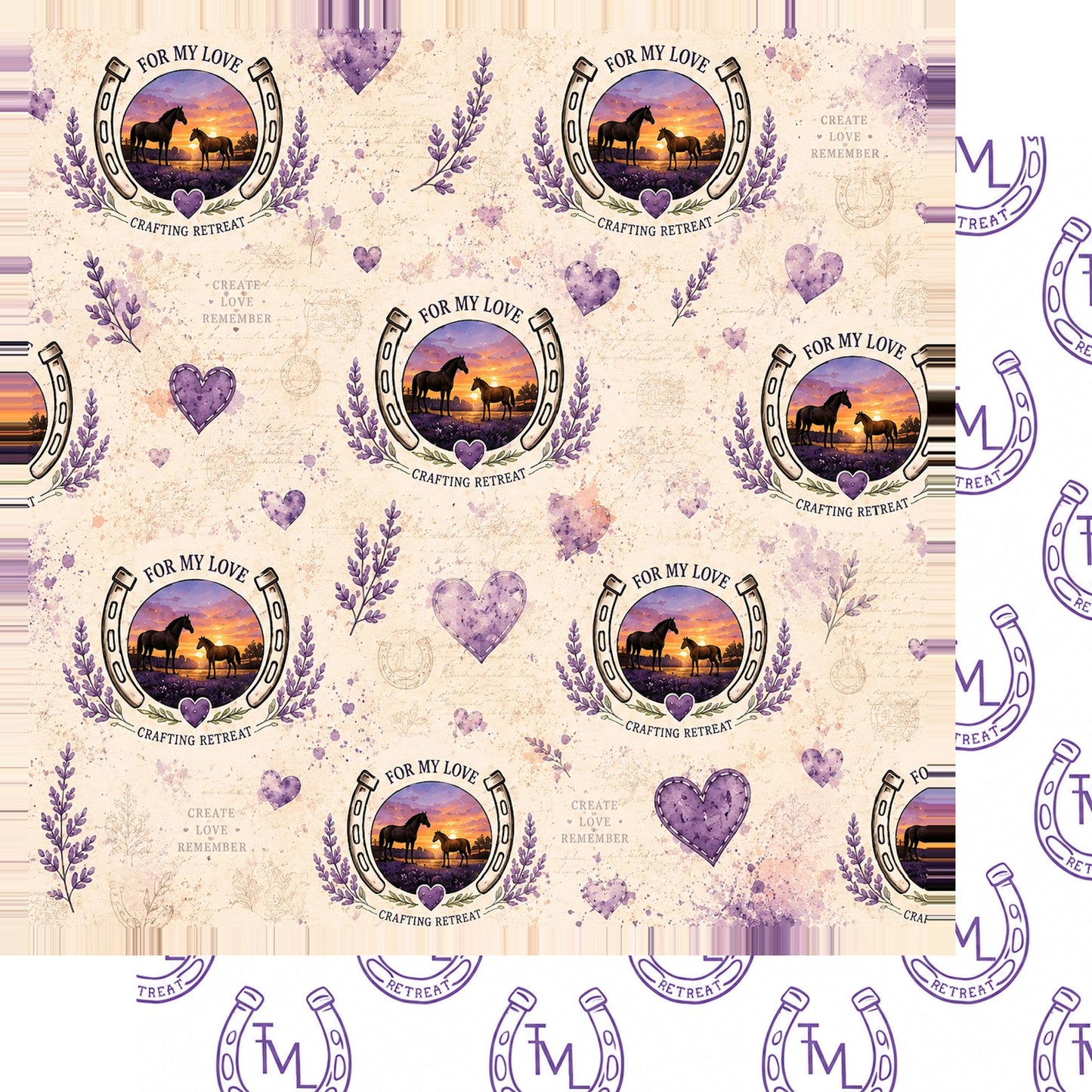 For My Love Crafting Retreat Horse Horizon 12 x 12 Double-Sided Scrapbook Paper by SSC Designs